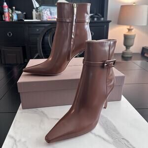 Gianvito Rossi 95mm Lindsay Bootie Boots Brown Tokio Havana EU 38.5 MSRP $1,395